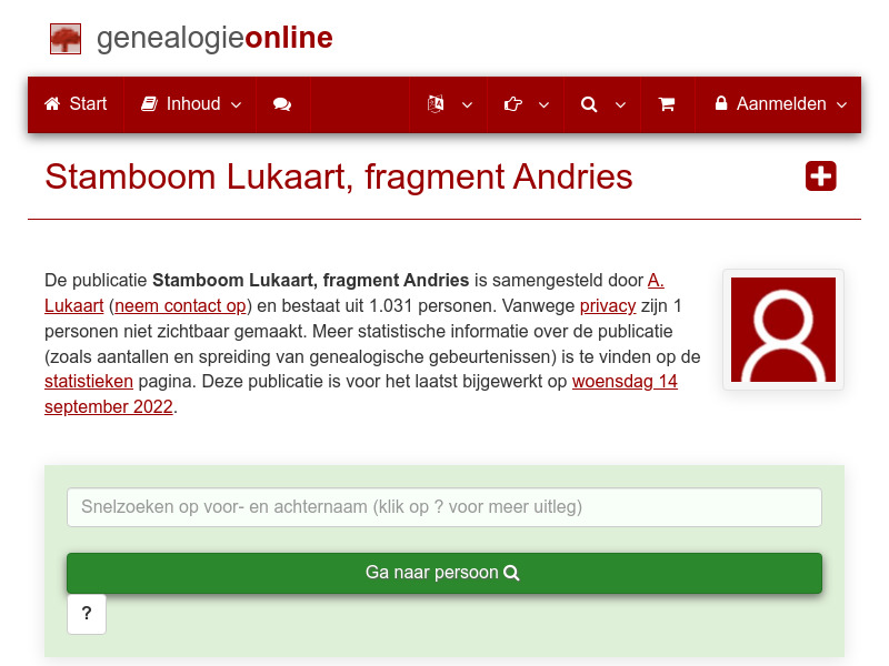 Screenshot van website