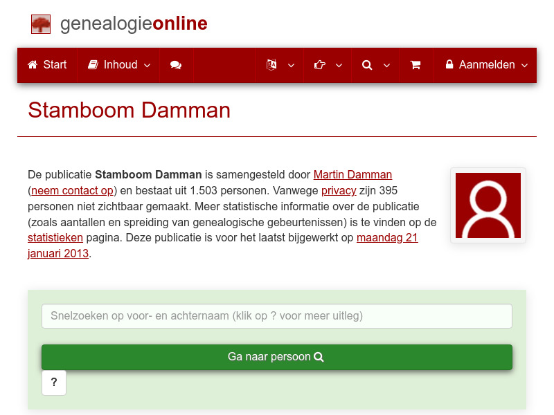 Screenshot van website