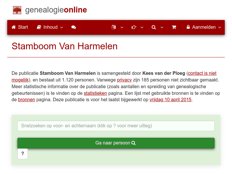 Screenshot van website