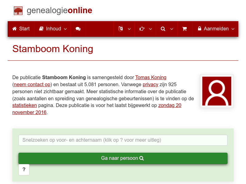 Screenshot van website
