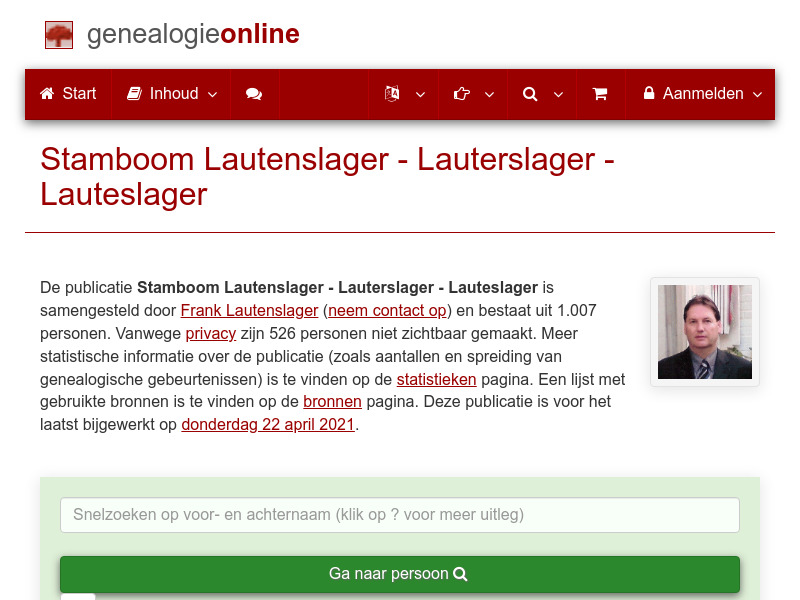 Screenshot van website