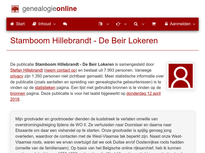 Screenshot van website