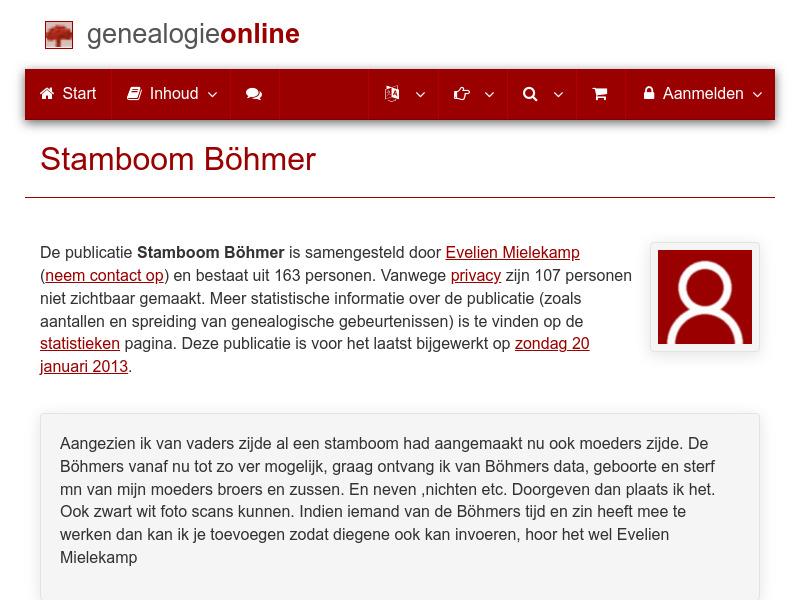 Screenshot van website