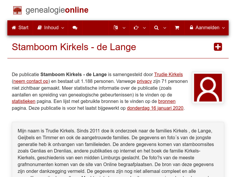 Screenshot van website
