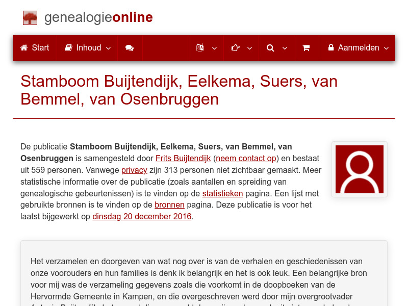 Screenshot van website