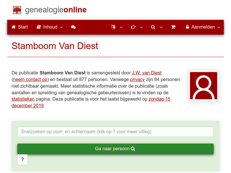 Screenshot van website
