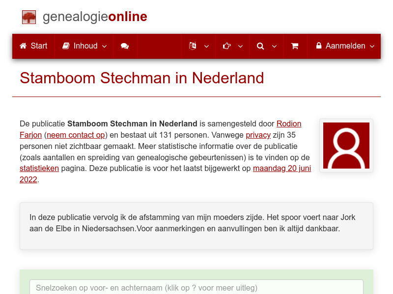 Screenshot van website
