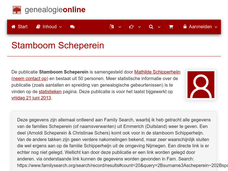 Screenshot van website