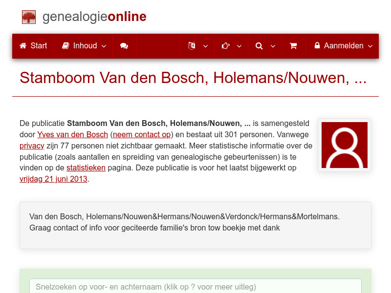 Screenshot van website