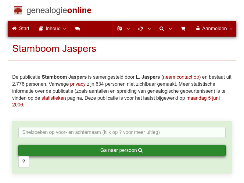 Screenshot van website