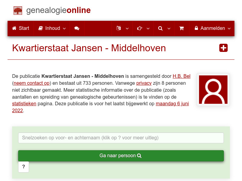 Screenshot van website