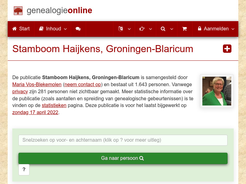 Screenshot van website