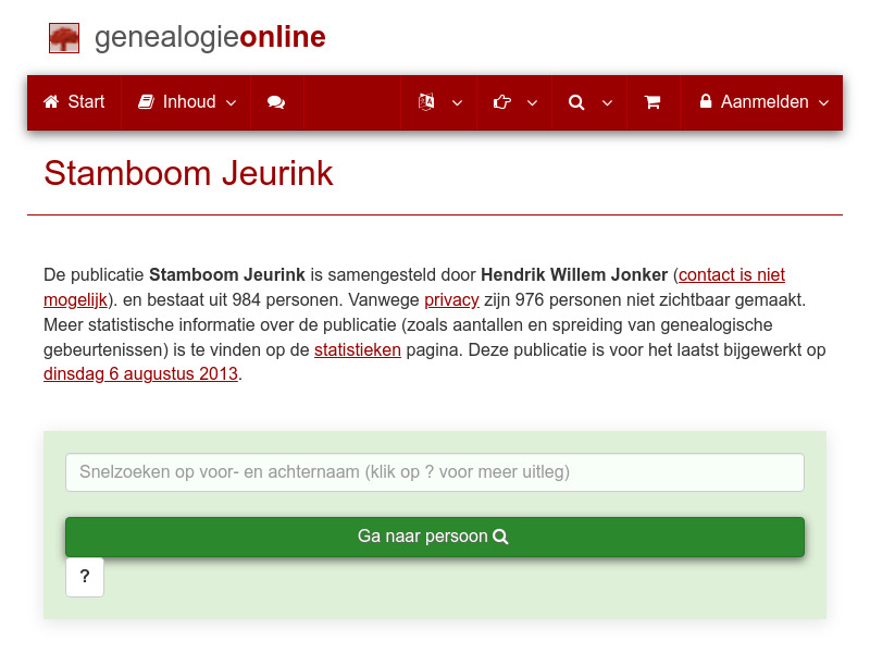 Screenshot van website