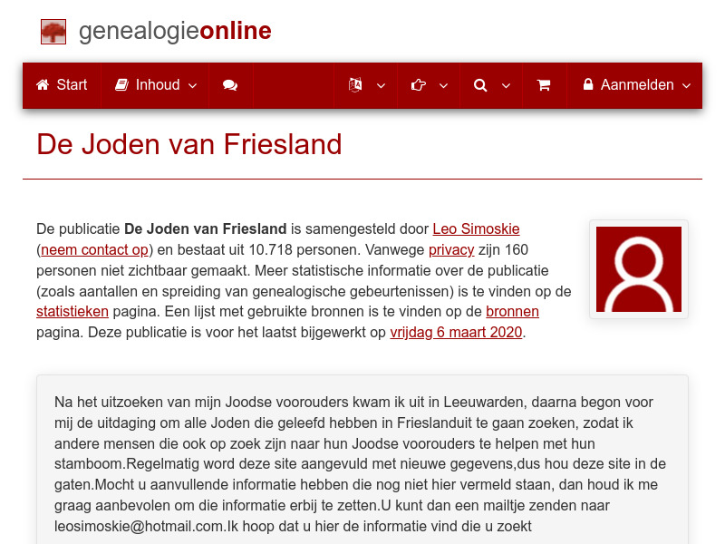 Screenshot van website