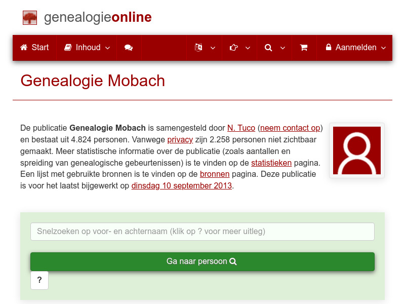 Screenshot van website