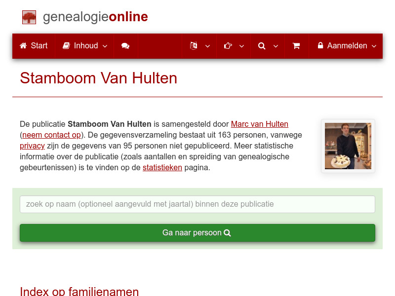 Screenshot van website