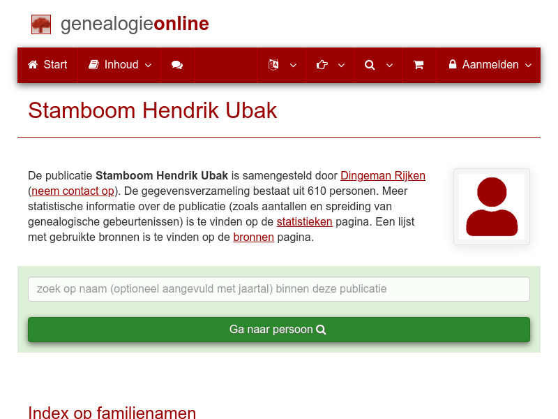 Screenshot van website
