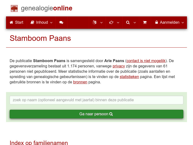 Screenshot van website