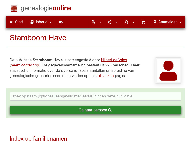Screenshot van website