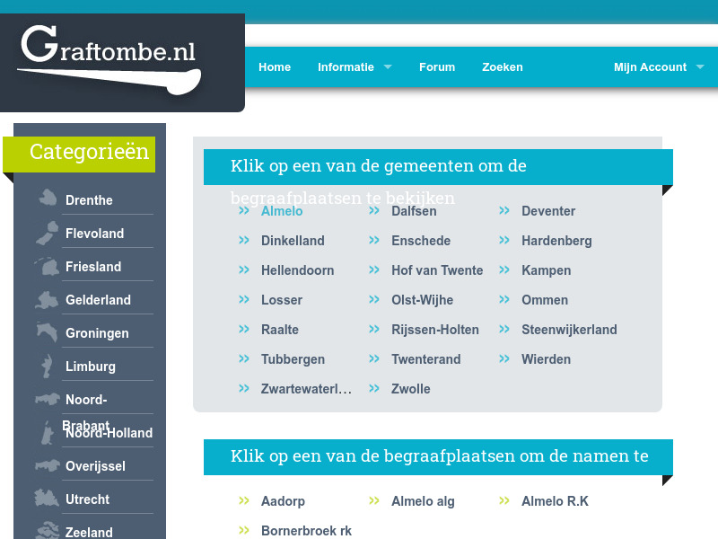Screenshot van website
