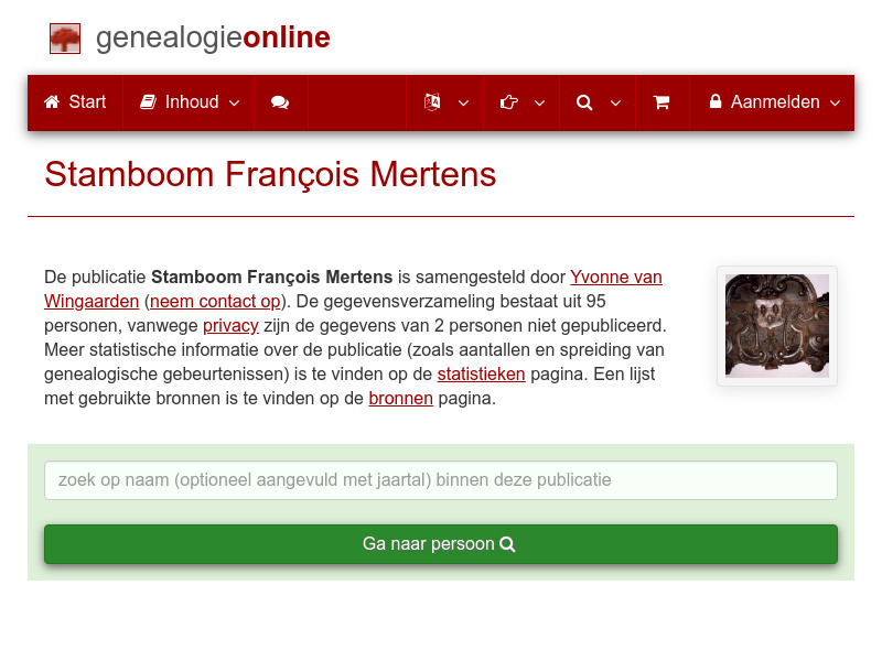 Screenshot van website