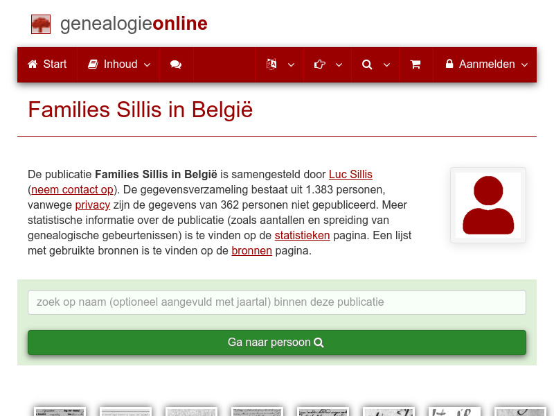 Screenshot van website