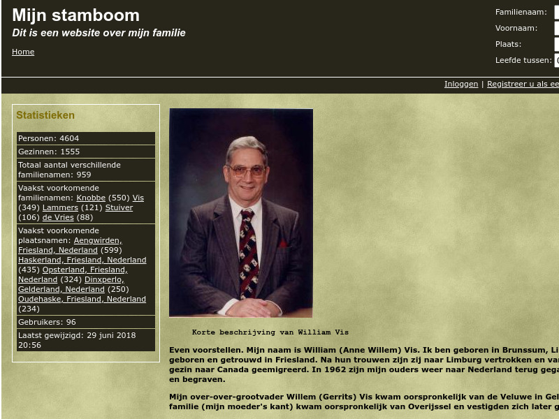 Screenshot van website