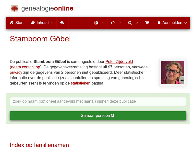 Screenshot van website
