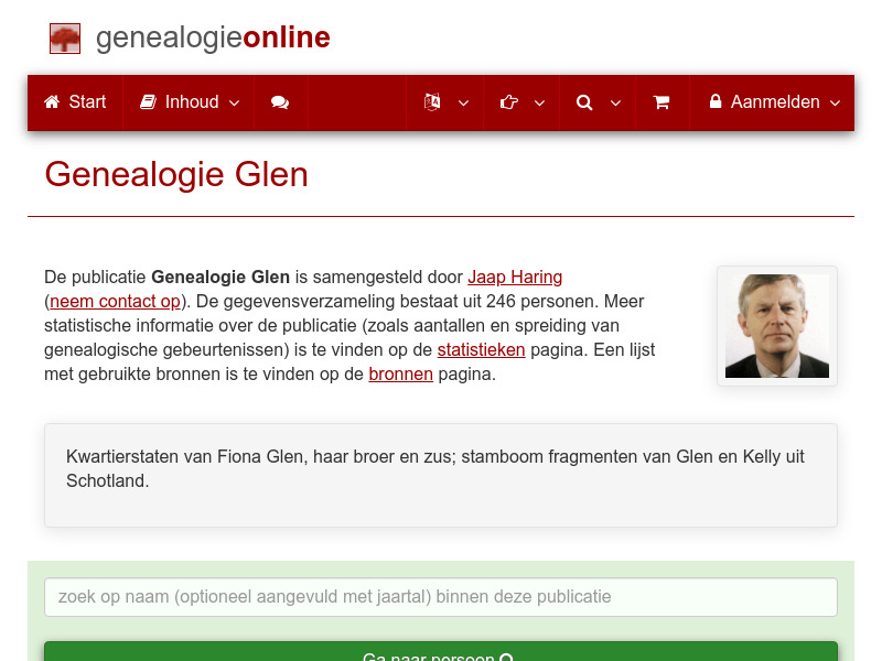 Screenshot van website