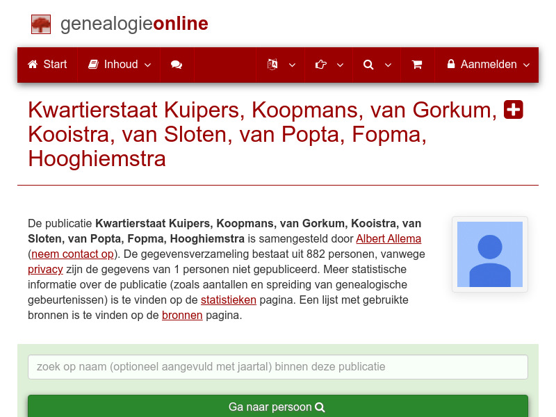 Screenshot van website