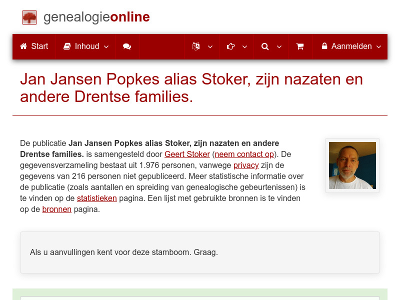 Screenshot van website