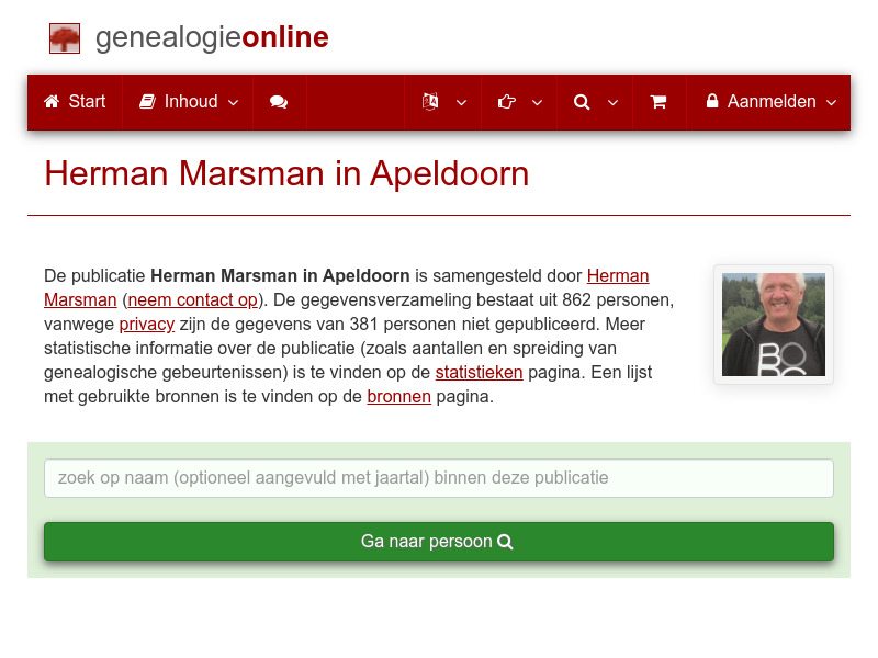 Screenshot van website