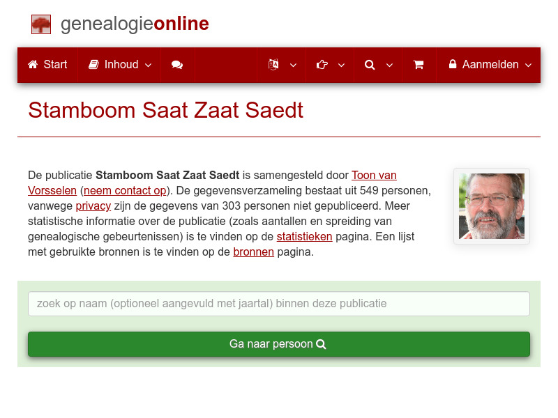 Screenshot van website