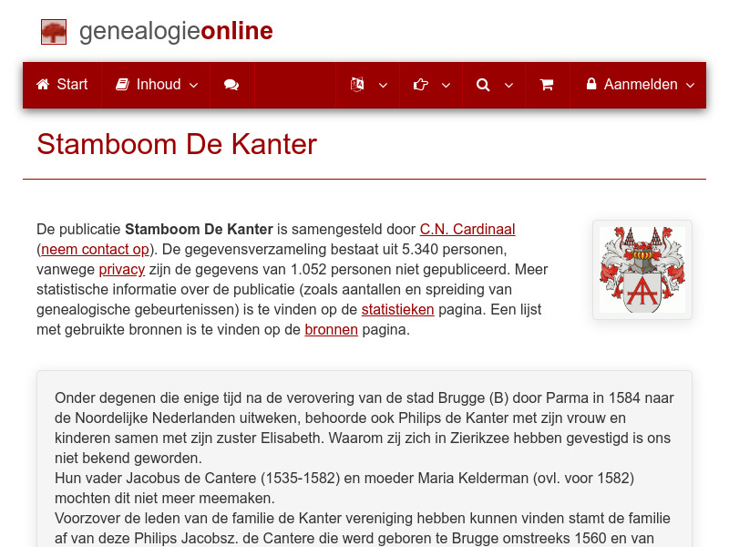 Screenshot van website