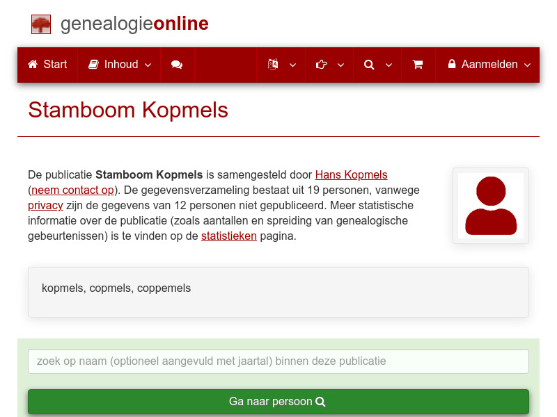 Screenshot van website