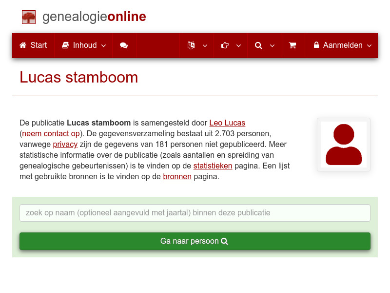 Screenshot van website