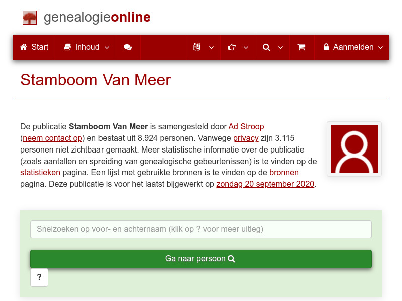 Screenshot van website