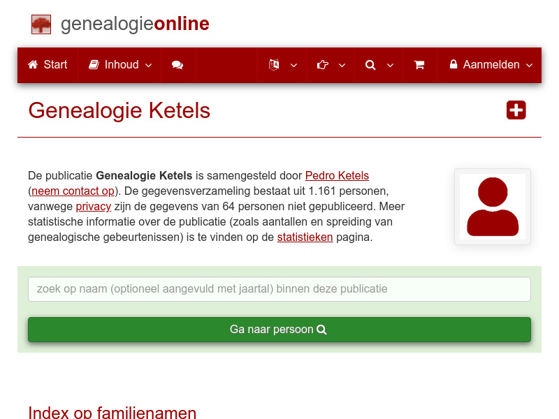 Screenshot van website