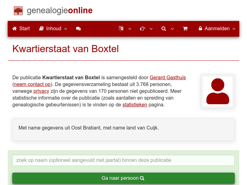 Screenshot van website