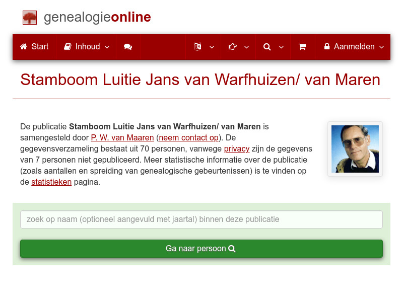 Screenshot van website