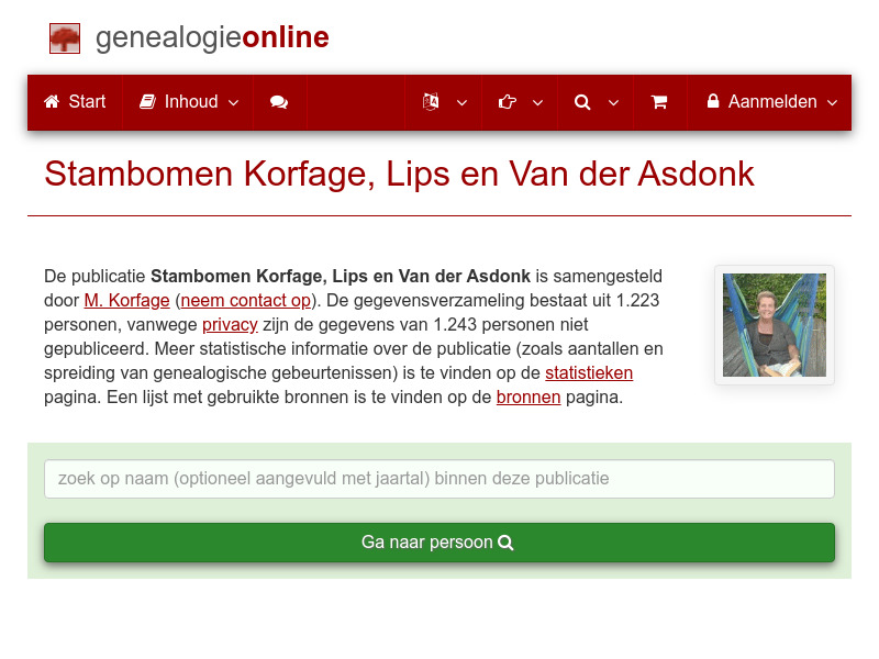 Screenshot van website