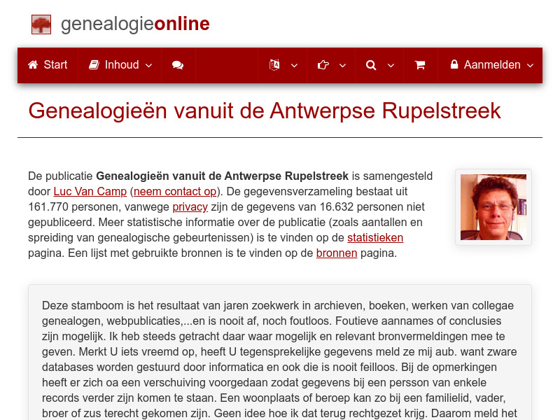 Screenshot van website