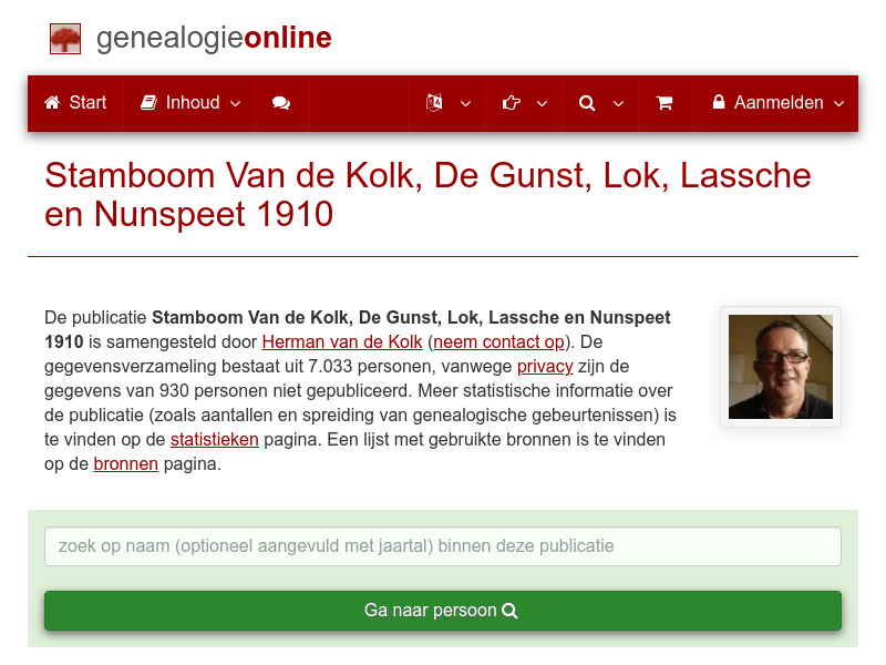 Screenshot van website