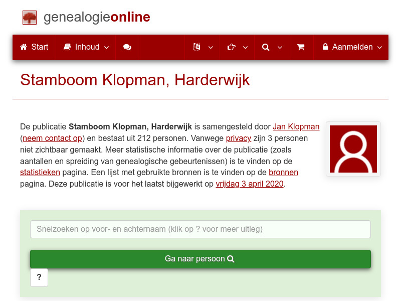 Screenshot van website