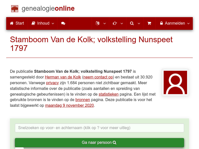 Screenshot van website