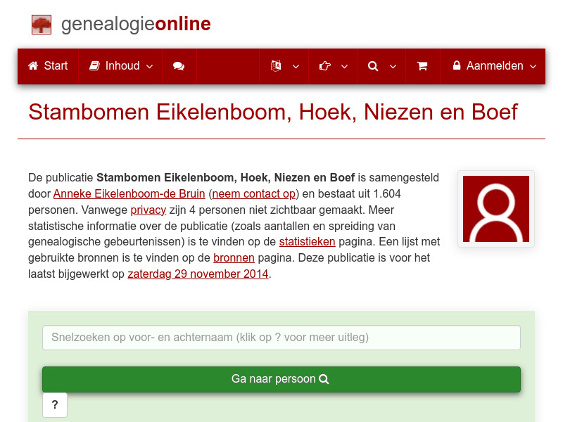 Screenshot van website