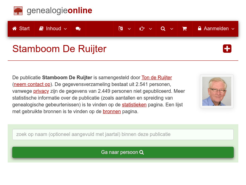 Screenshot van website