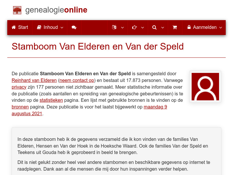 Screenshot van website