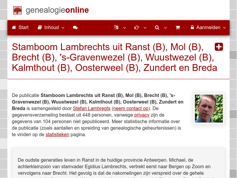 Screenshot van website