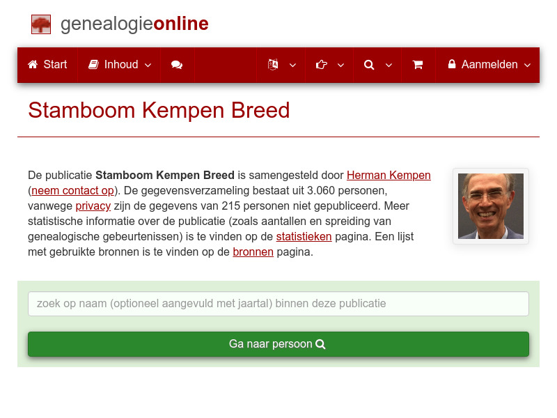 Screenshot van website